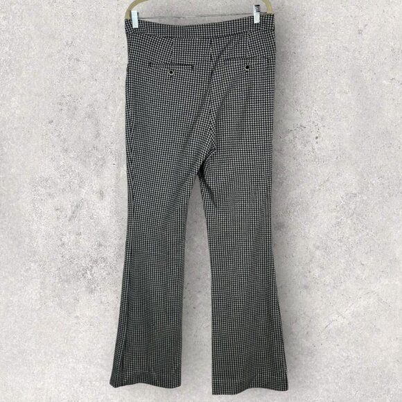 Anthropologie Houndstooth Flare Essential Trouser Size 12 Pants Tailored Minimal - Picture 7 of 13